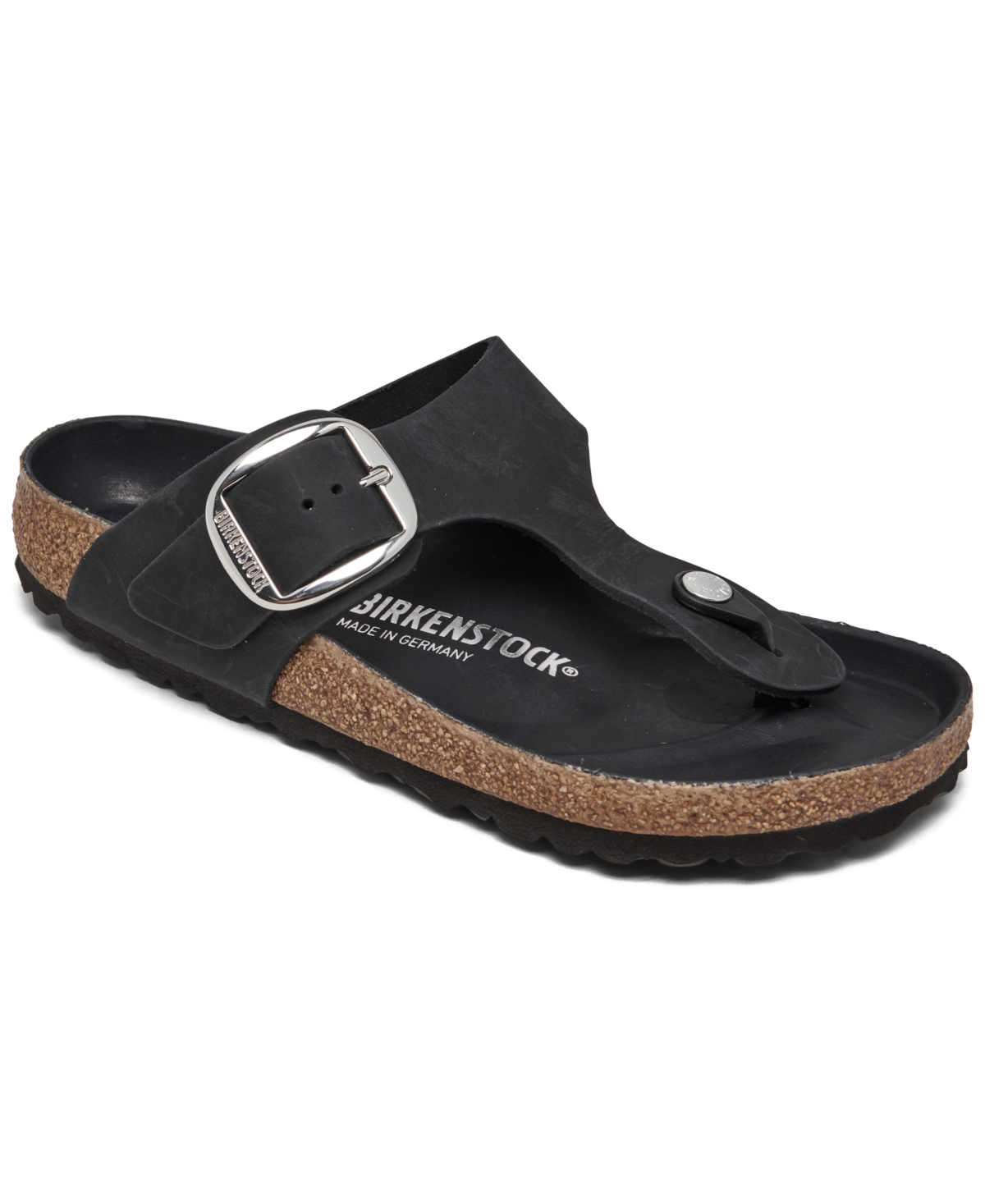 Women's Gizeh Big Buckle Oiled Leather Sandals from Finish Line - High Shine Black