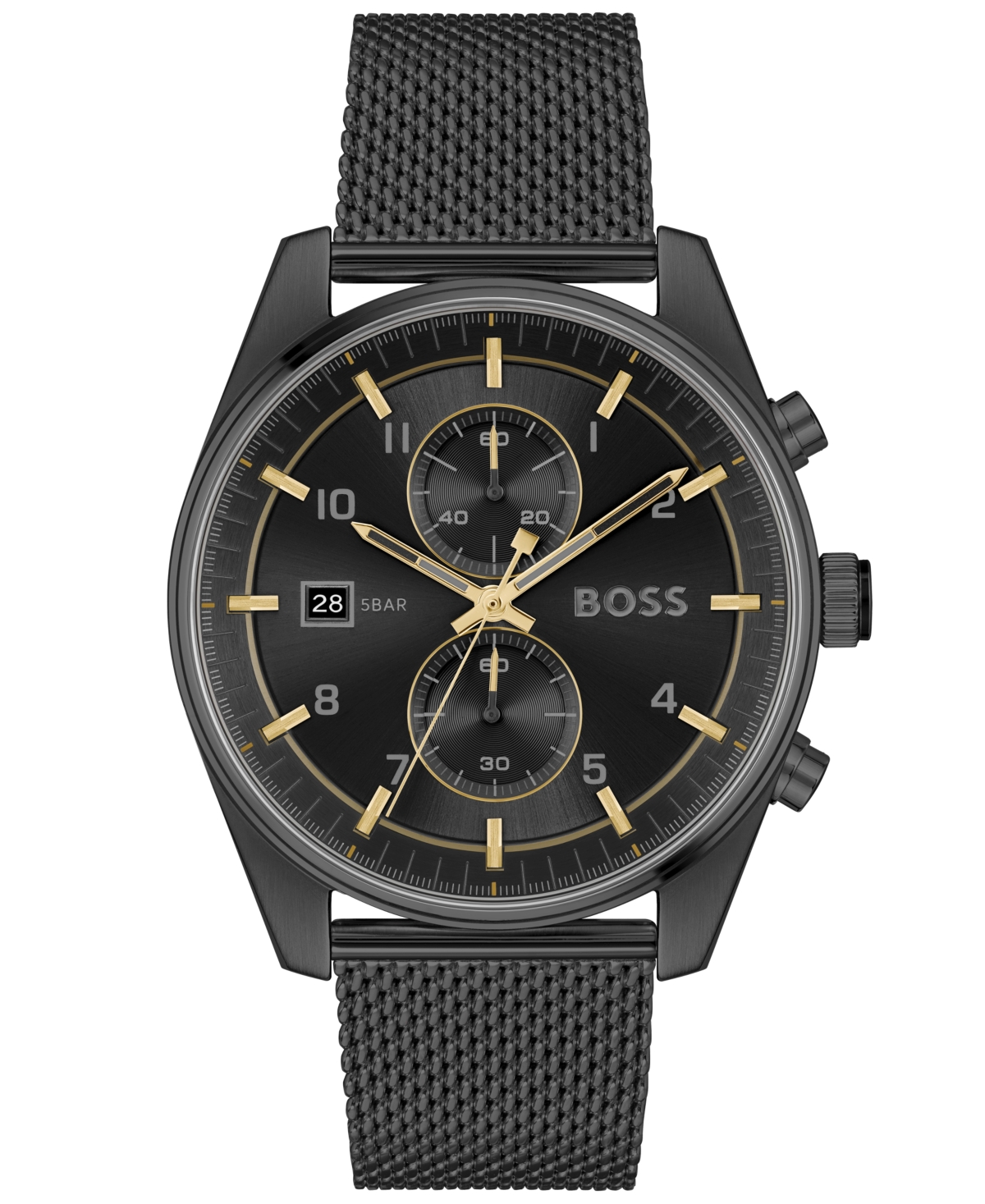 Men's Skytraveller Quartz Fashion Chrono Ionic Plated Black Steel Watch 44mm - Ionic Plated Black Steel