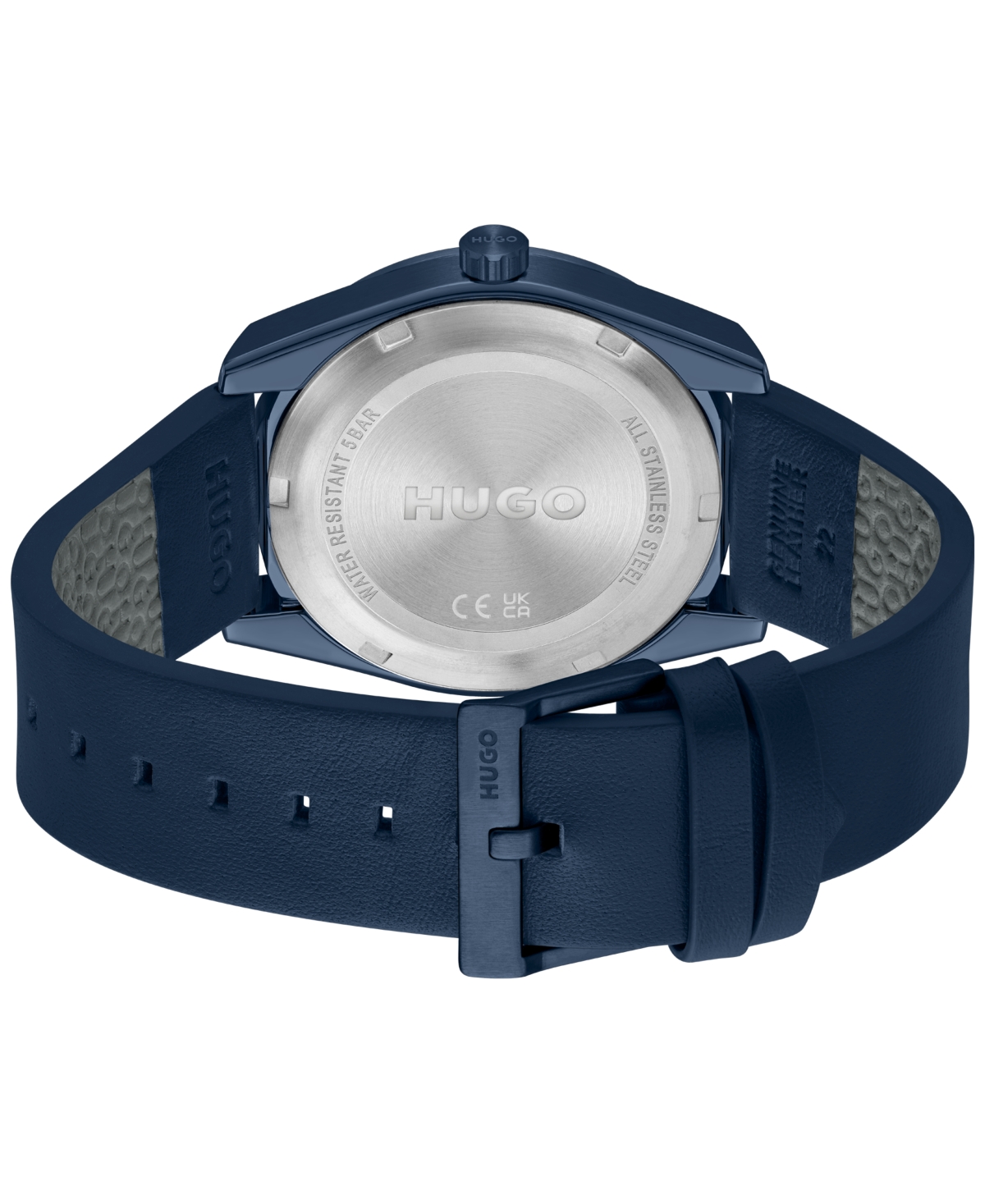 Shop Hugo Men's Bright Quartz Blue Leather Watch 42mm In Blue Calfskin