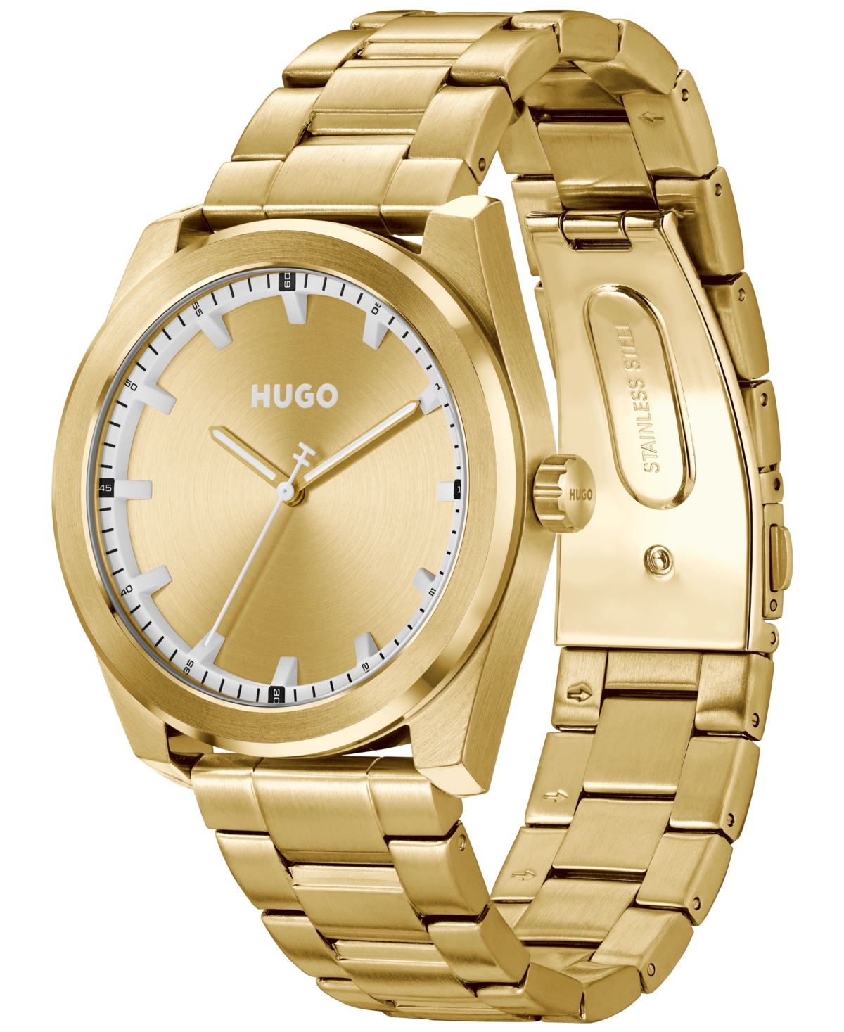 Shop Hugo Men's Bright Quartz Ionic Plated Thin Gold-tone Steel Watch 42mm In Ionic Plated Thin Gold Steel