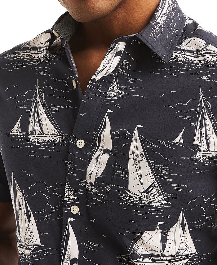 Nautica Men's Sailboat Print Short Sleeve Button-Front Shirt - Macy's