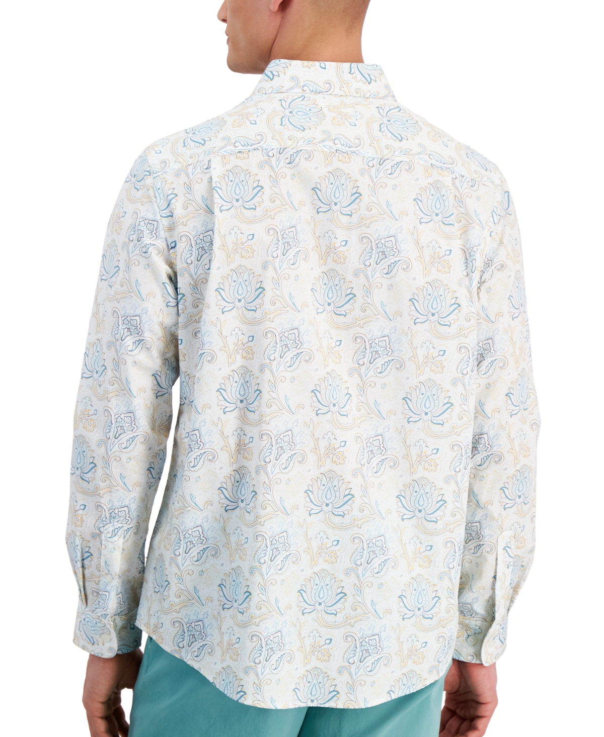 Shop Club Room Men's Folara Paisley-print Refined Cotton Shirt, Created For Macy's In Bright White