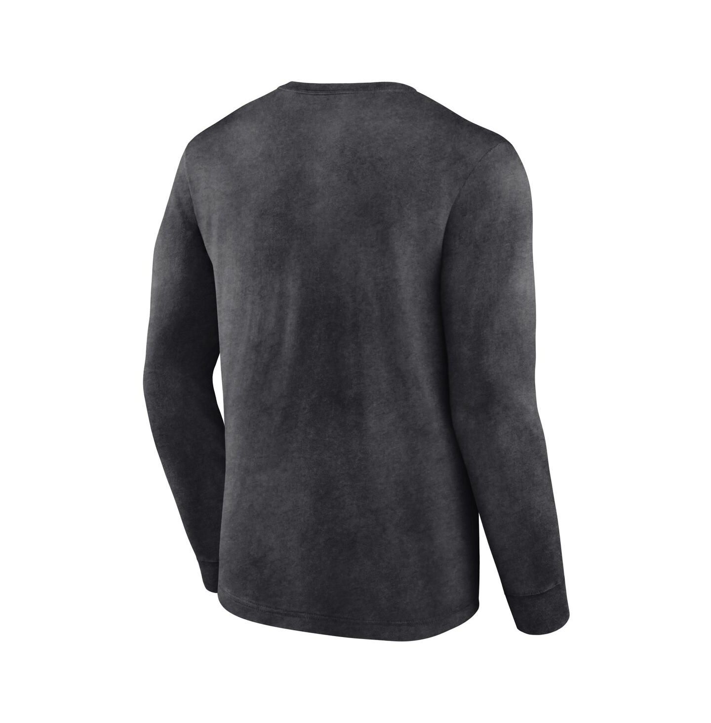 Мужская футболка Fanatics Heather Charcoal Distressed Phoenix Suns Front Court Press Snow Wash Long Sleeve — фото 2