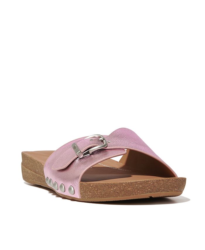 FitFlop FitFop Women's iQushion Adjustable Buckle Metallic-Leather ...