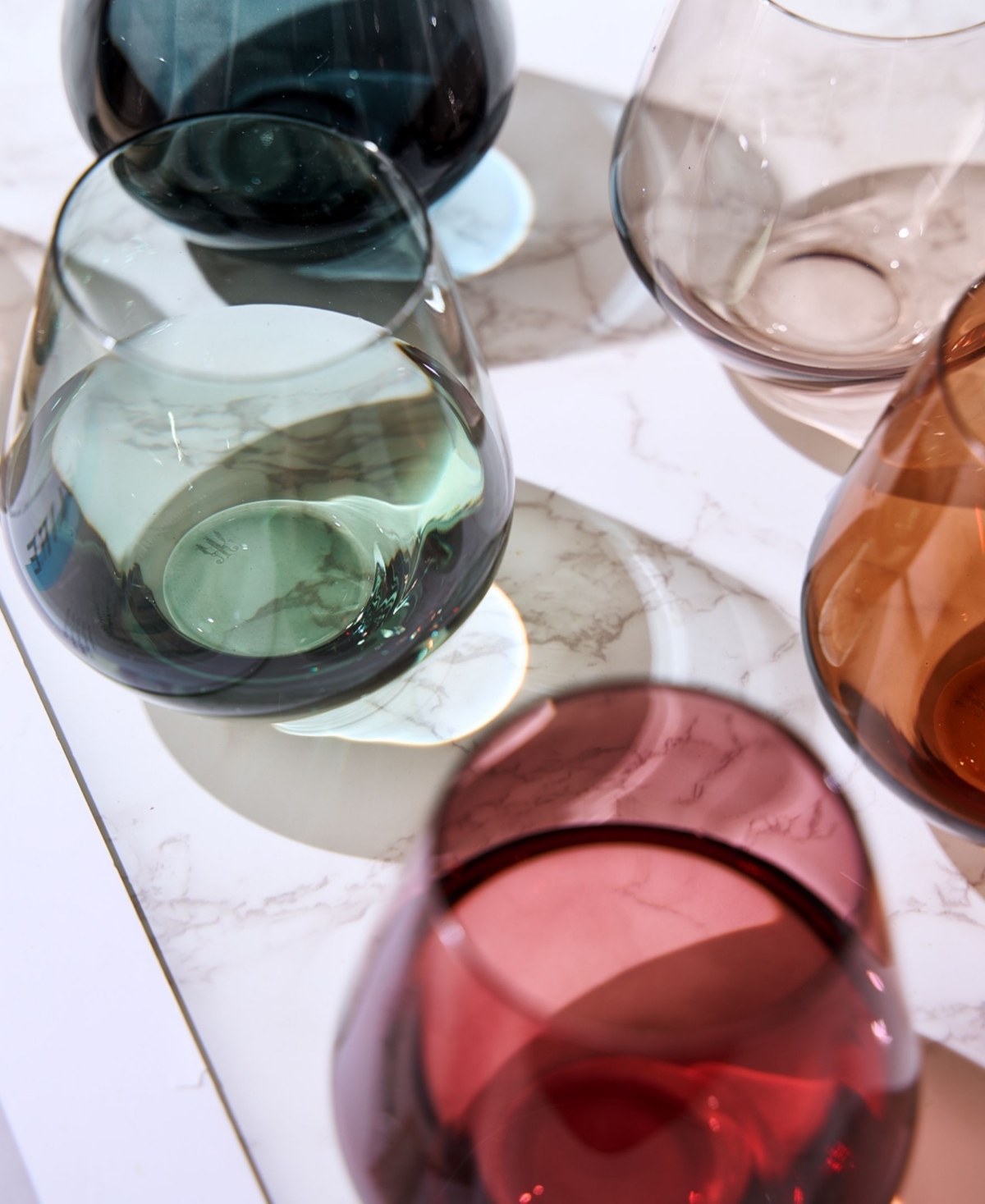 Shop The Wine Savant Pastel Colored Stemless Crystal Wine Glasses, Set Of 6 In Multicolored