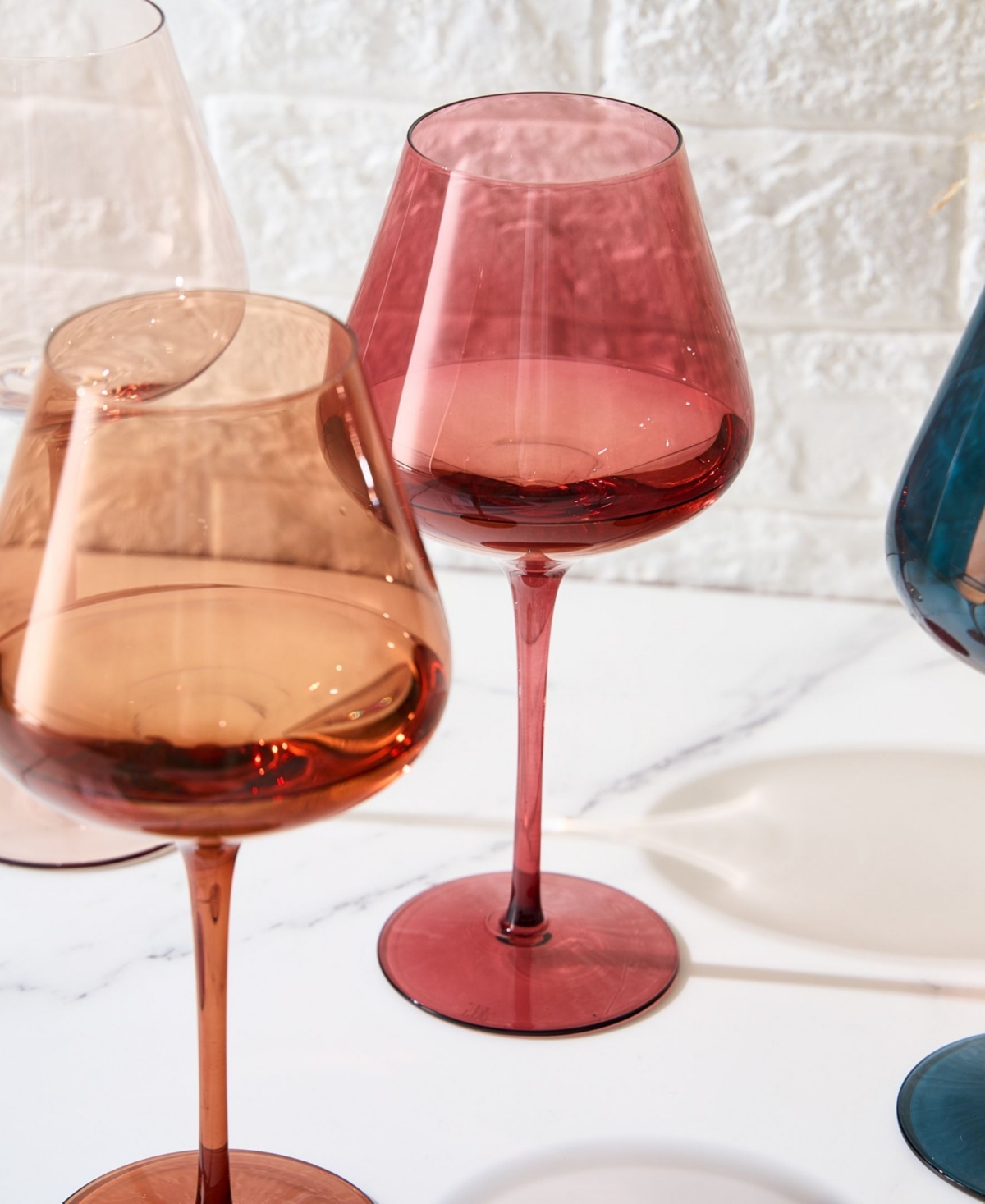 The Wine Savant Pastel Large Colored Crystal Wine Glass, Set Of 6 In Multicolored