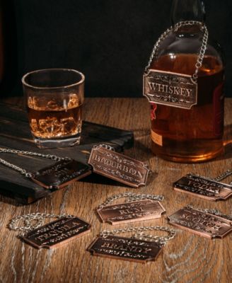 Decanter Tags Copper for Alcohol, Set of 8