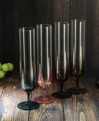 Multicolored Beautiful Champagne Flutes, Set of 4