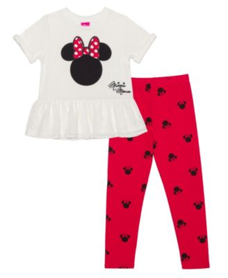 Toddler Girls Minnie Head Bow Short Sleeve Top and Leggings, 2 Piece Set