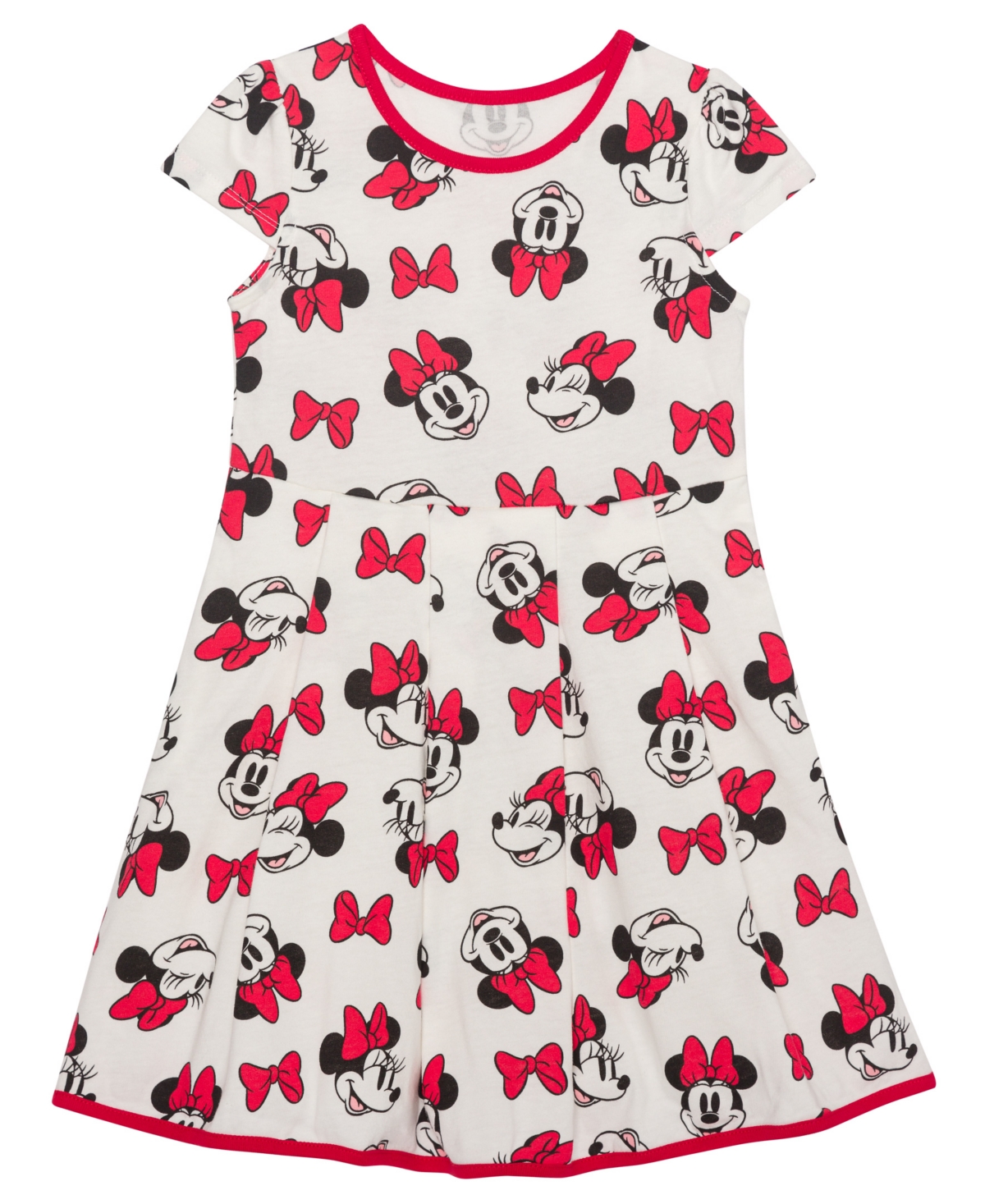 Shop Disney Little Girls Happy Minnie Bow Short Sleeve Dress In White