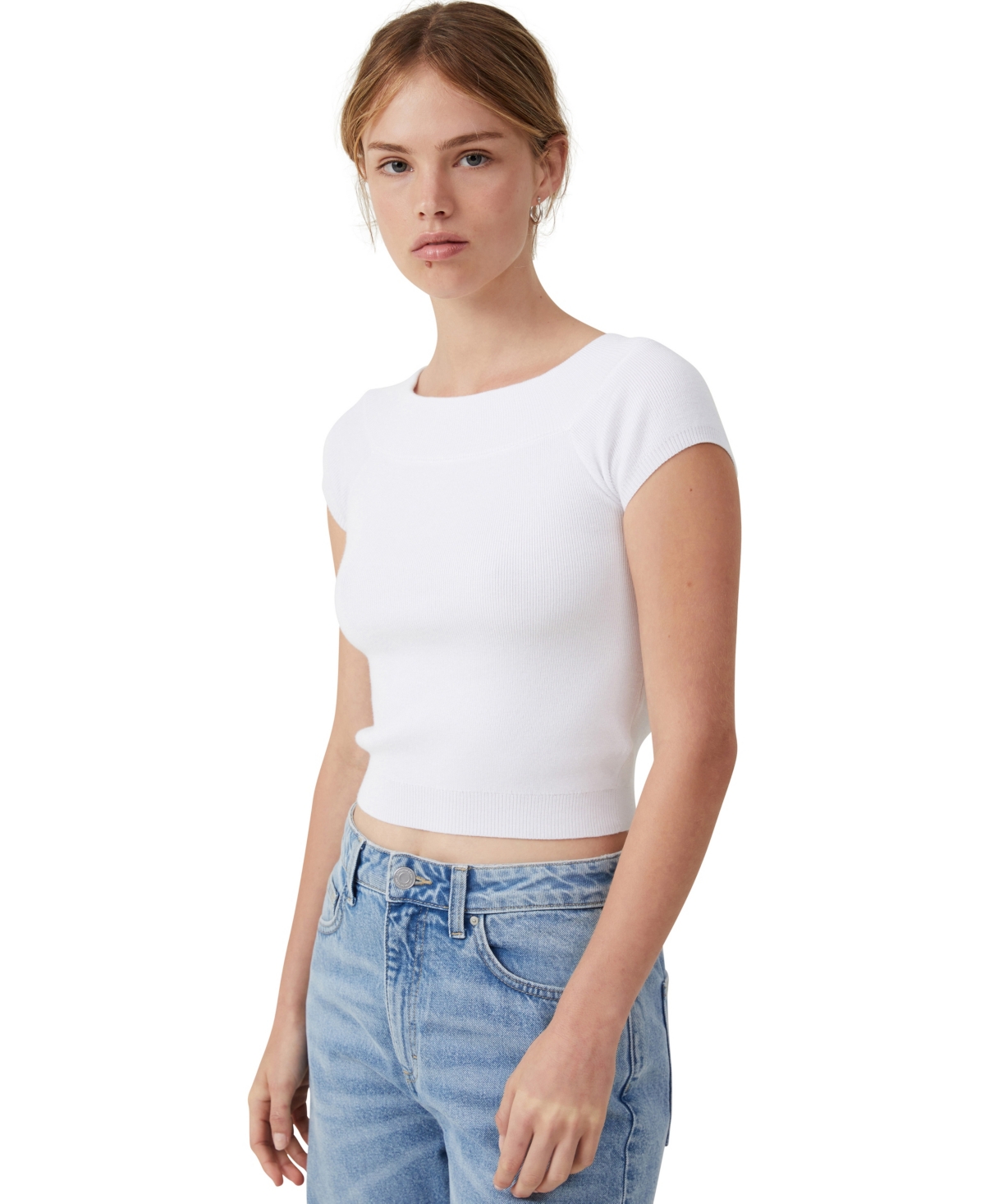 Shop Cotton On Women's Rib Off Shoulder Knit Top In White