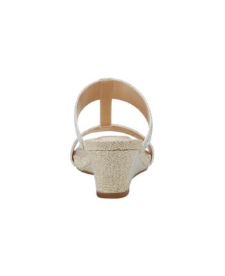 Women's Iluvit Embellished T-Strap Wedge Sandals