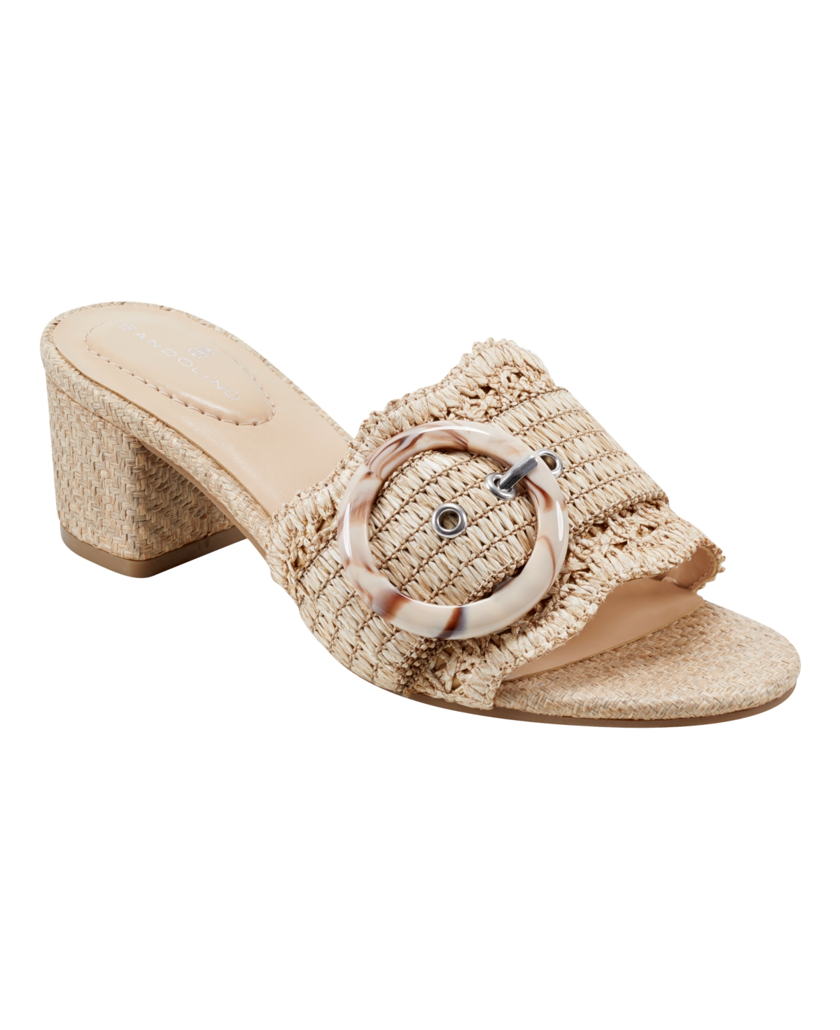 Women's Anni Raffia Crochet Block Heel Sandals - Black