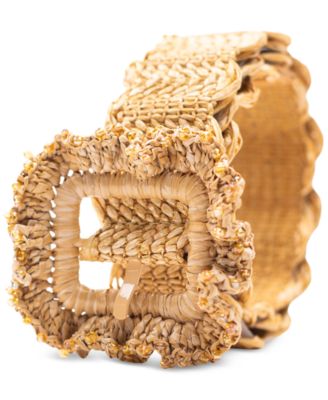 Women's Scalloped Edge Raffia Woven Belt
