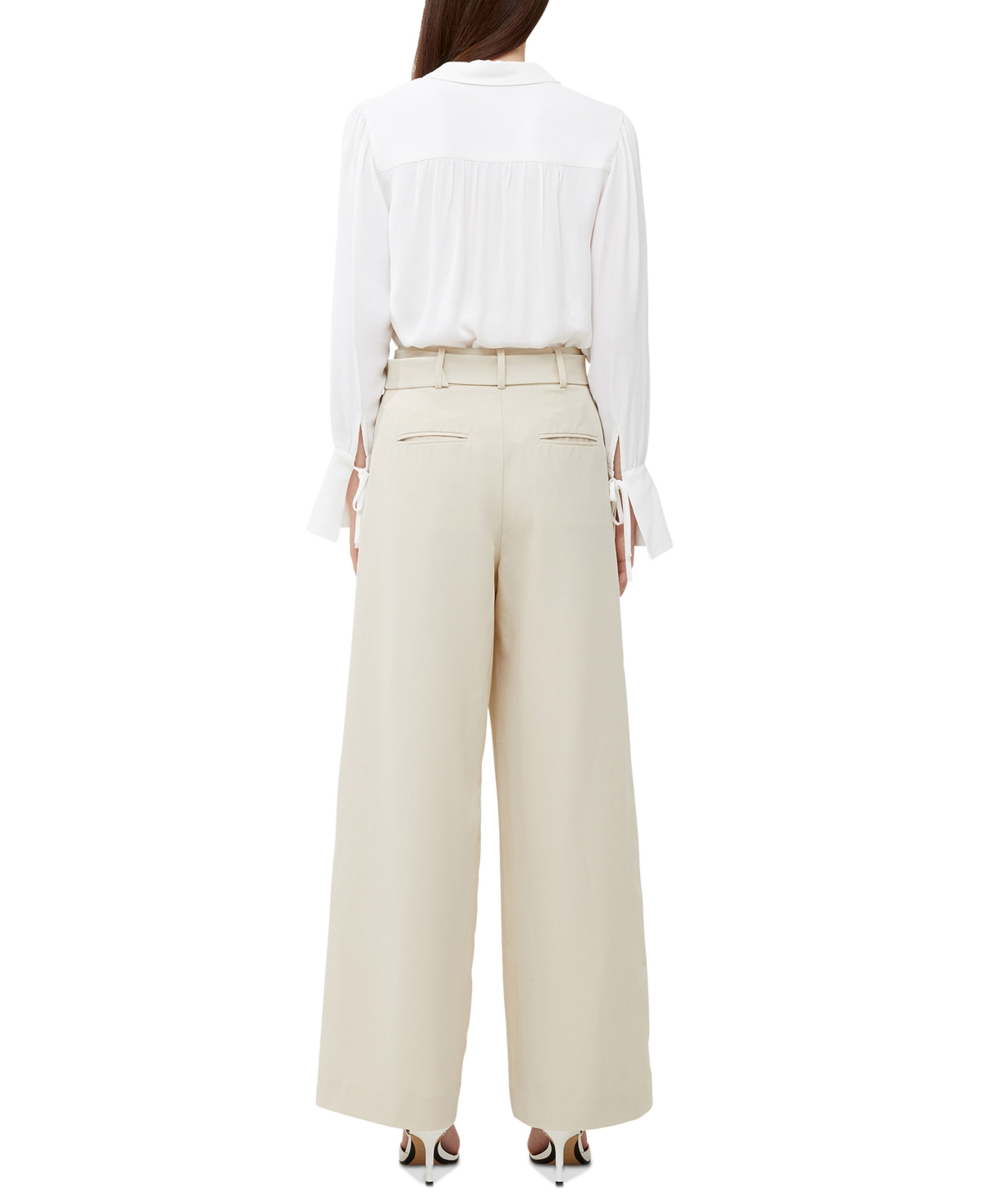 Shop French Connection Women's Everly Belted Suiting Trousers In Oyster Gray