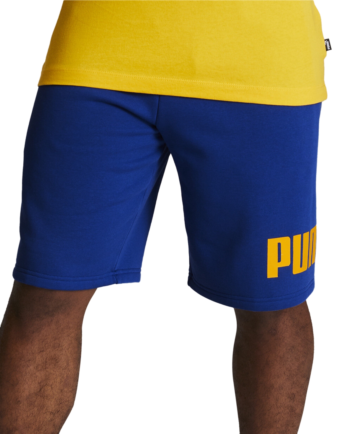 Puma Men's Regular-fit Big Logo-print Fleece 10" Shorts In Cobalt Glaze