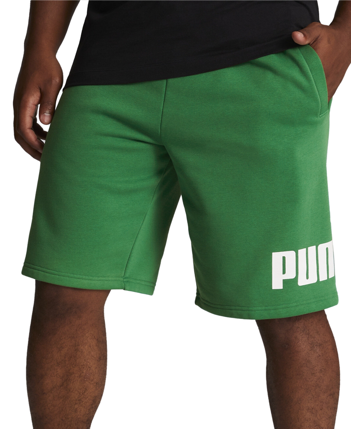 Puma Men's Regular-fit Big Logo-print Fleece 10" Shorts In Archive Green