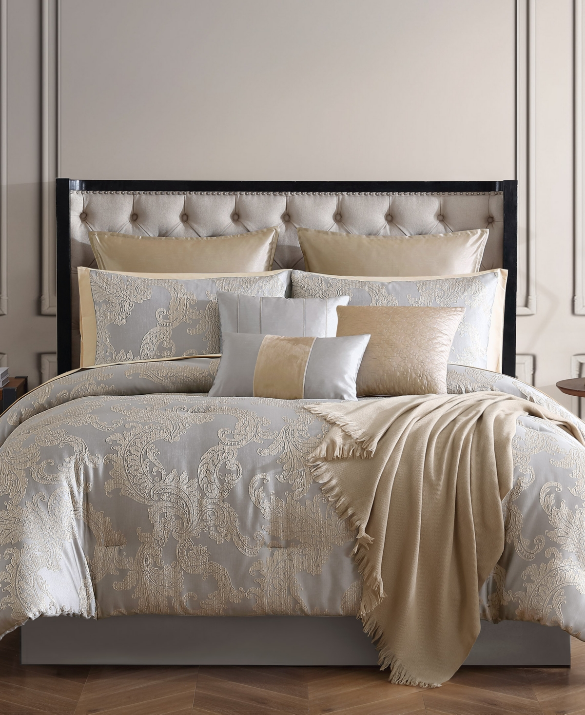 Hallmart Collectibles Olivia 14-pc Comforter Set, Queen, Created For Macy's In Neutral