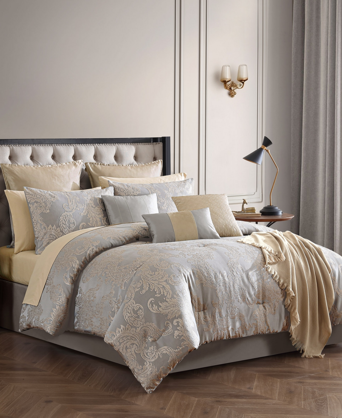 Shop Hallmart Collectibles Olivia 14-pc Comforter Set, Queen, Created For Macy's In Silver