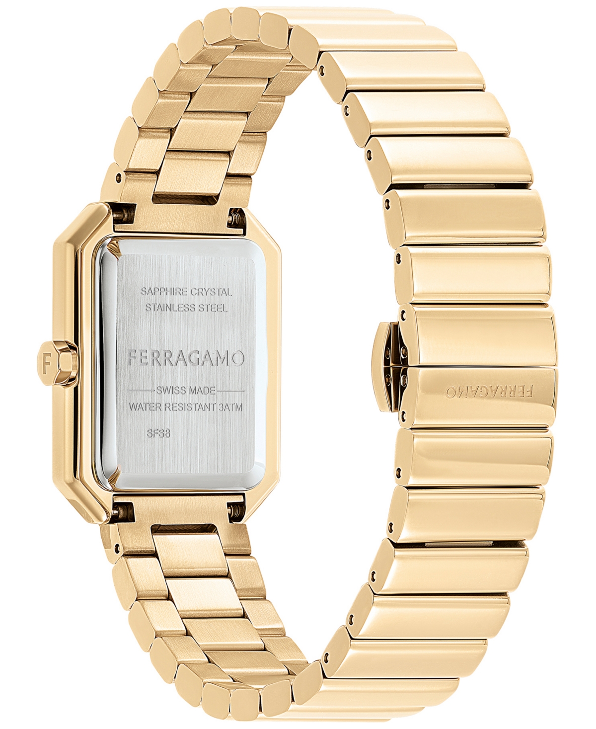 Shop Ferragamo Salvatore  Women's Swiss Gold Ion Plated Stainless Steel Bracelet Watch 27x34mm