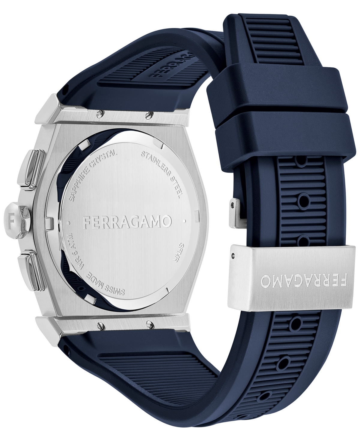 Shop Ferragamo Salvatore  Men's Swiss Chronograph Blue Rubber Strap Watch 42mm In Stainless