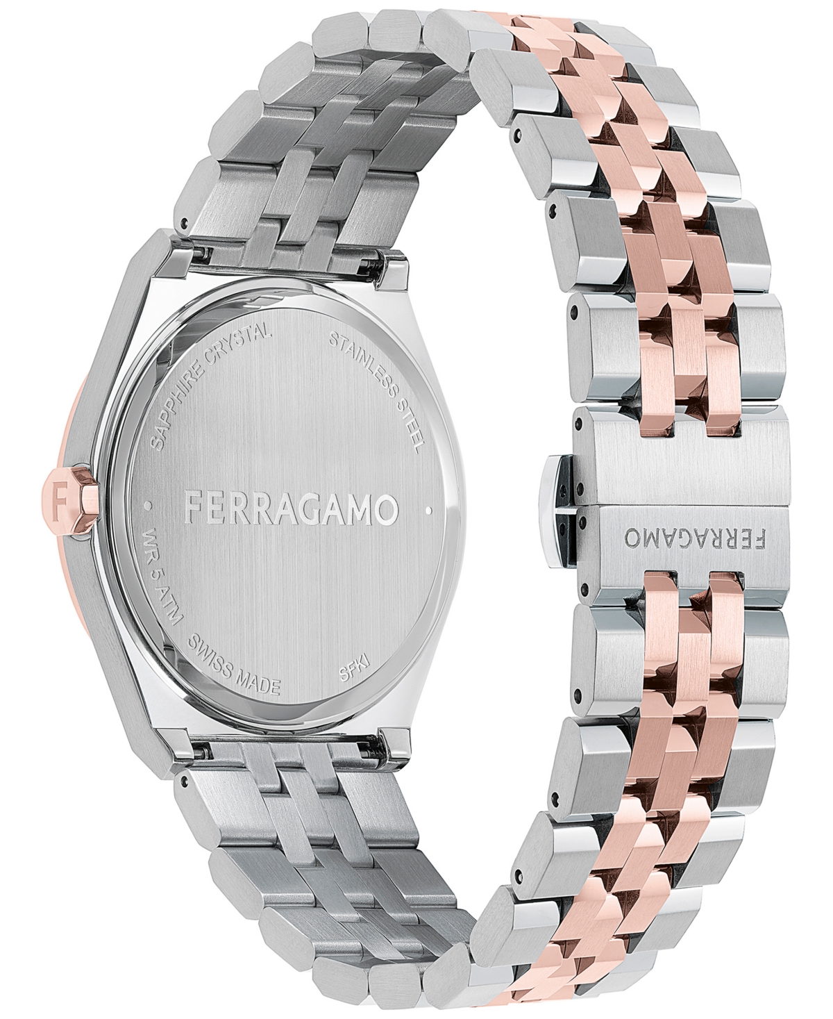 Shop Ferragamo Salvatore  Men's Swiss Diamond (1/20 Ct. T.w.) Two-tone Stainless Steel Bracelet Watch 40mm In Two Tone