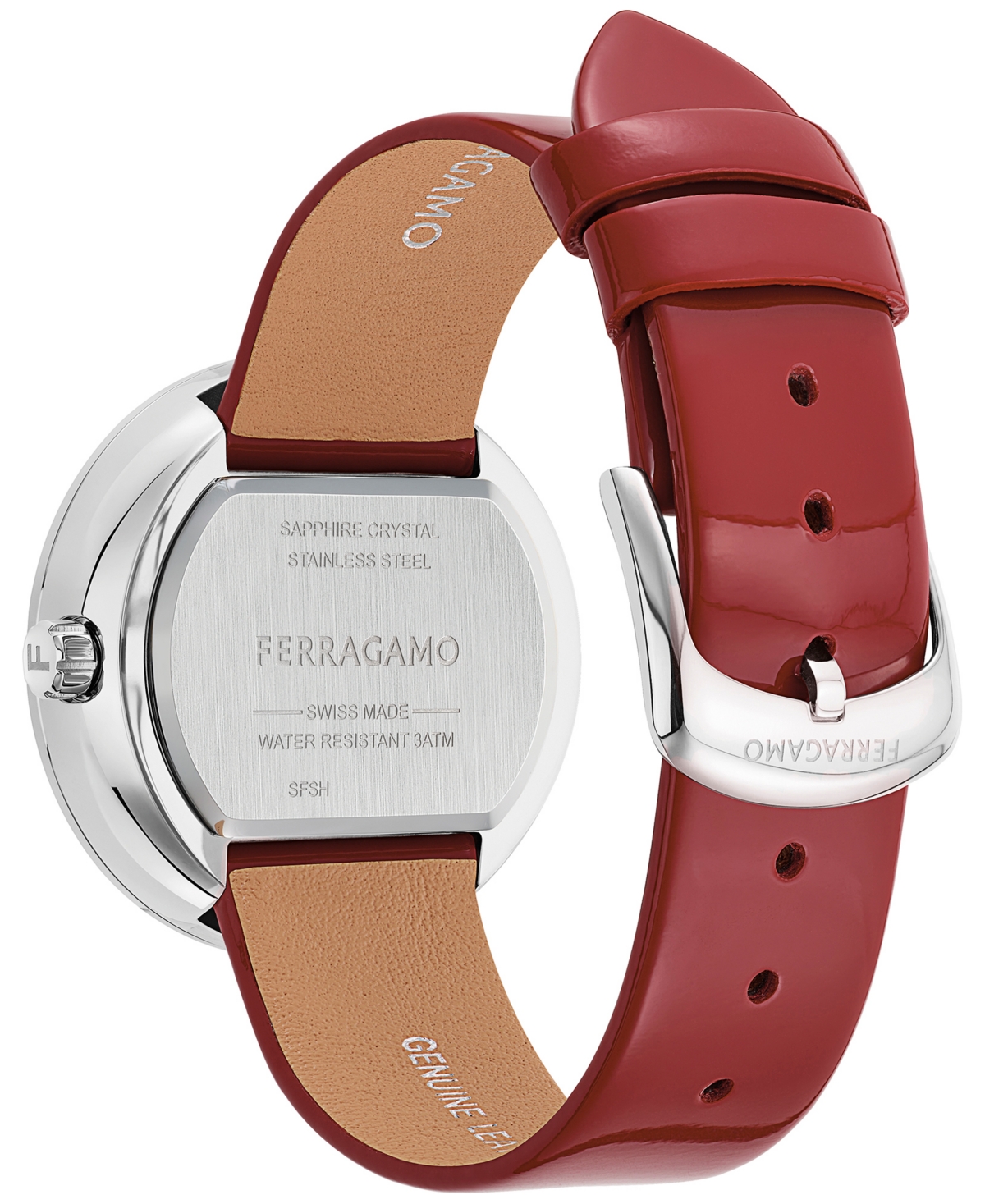 Shop Ferragamo Salvatore  Women's Swiss Red Patent Leather Strap Watch 35mm In Stainless