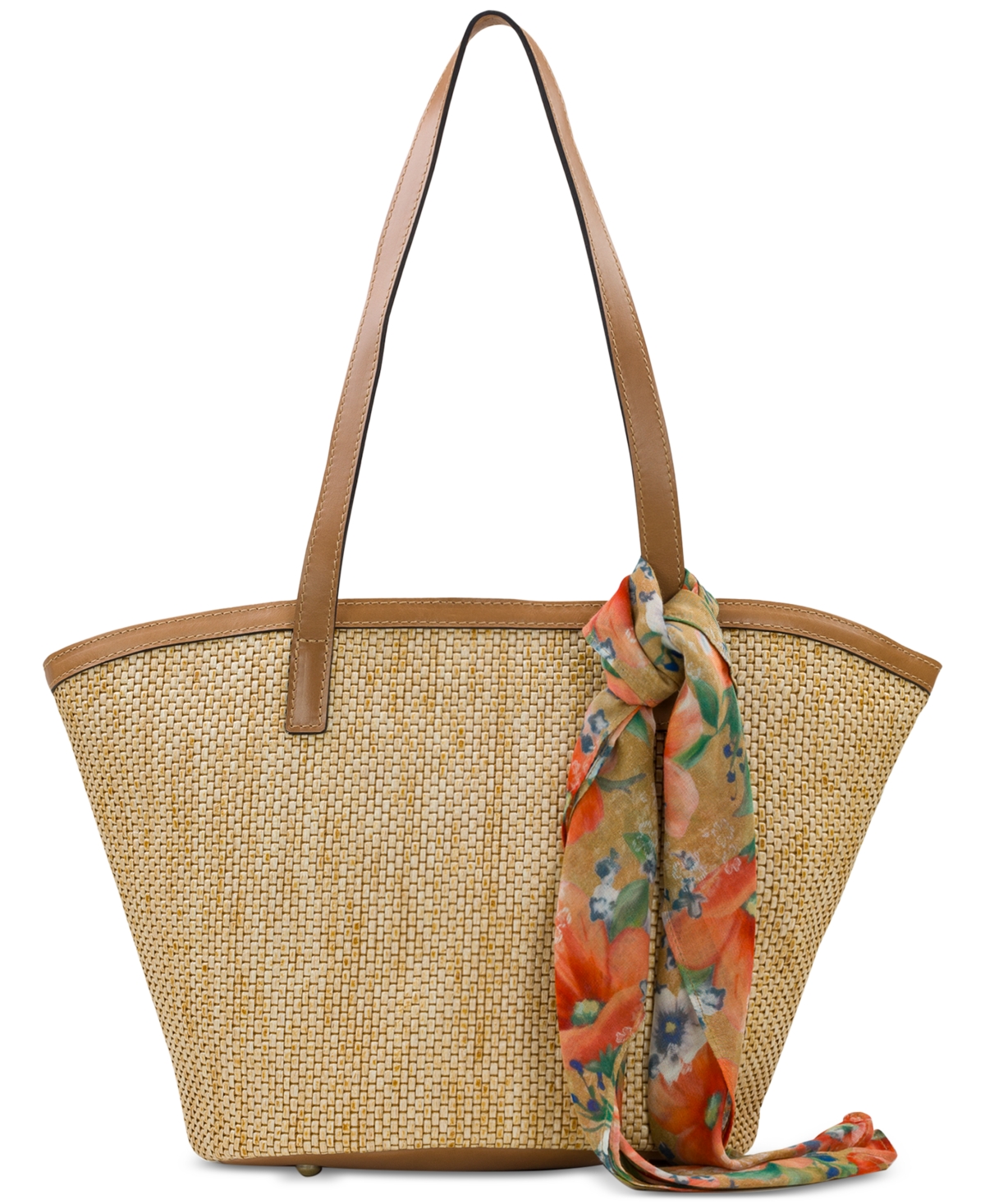 Marconia Large Tote with Apricot Blossoms Scarf - Naturale