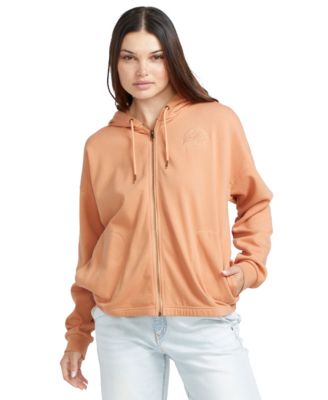 Volcom - Juniors' Truly Deal Zip-Front Graphic-Back Hooded Top