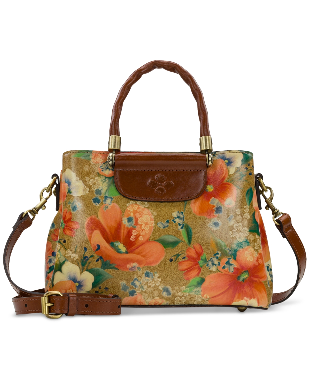 Patricia Nash Marielle Small Leather Top Handle Crossbody In Apricot Blossoms