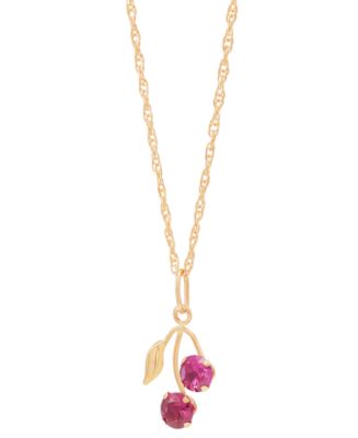 Lab-Grown Ruby (5/8 ct. t.w.) Leaf Pendant On 18