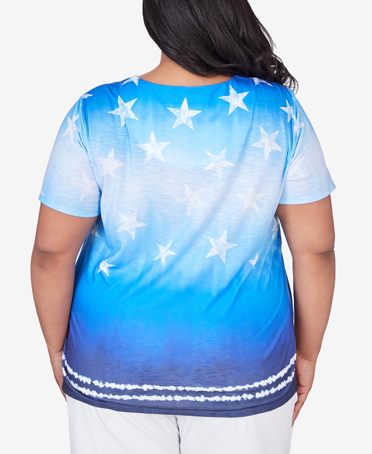 Alfred Dunner Plus Size All American Tie Dye Stars Short Sleeve Tops