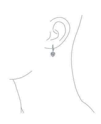 4CT CZ Halo Heart Shaped Cubic Zirconia Dangle Lever back Earrings Invisible Cut Rhodium Plated