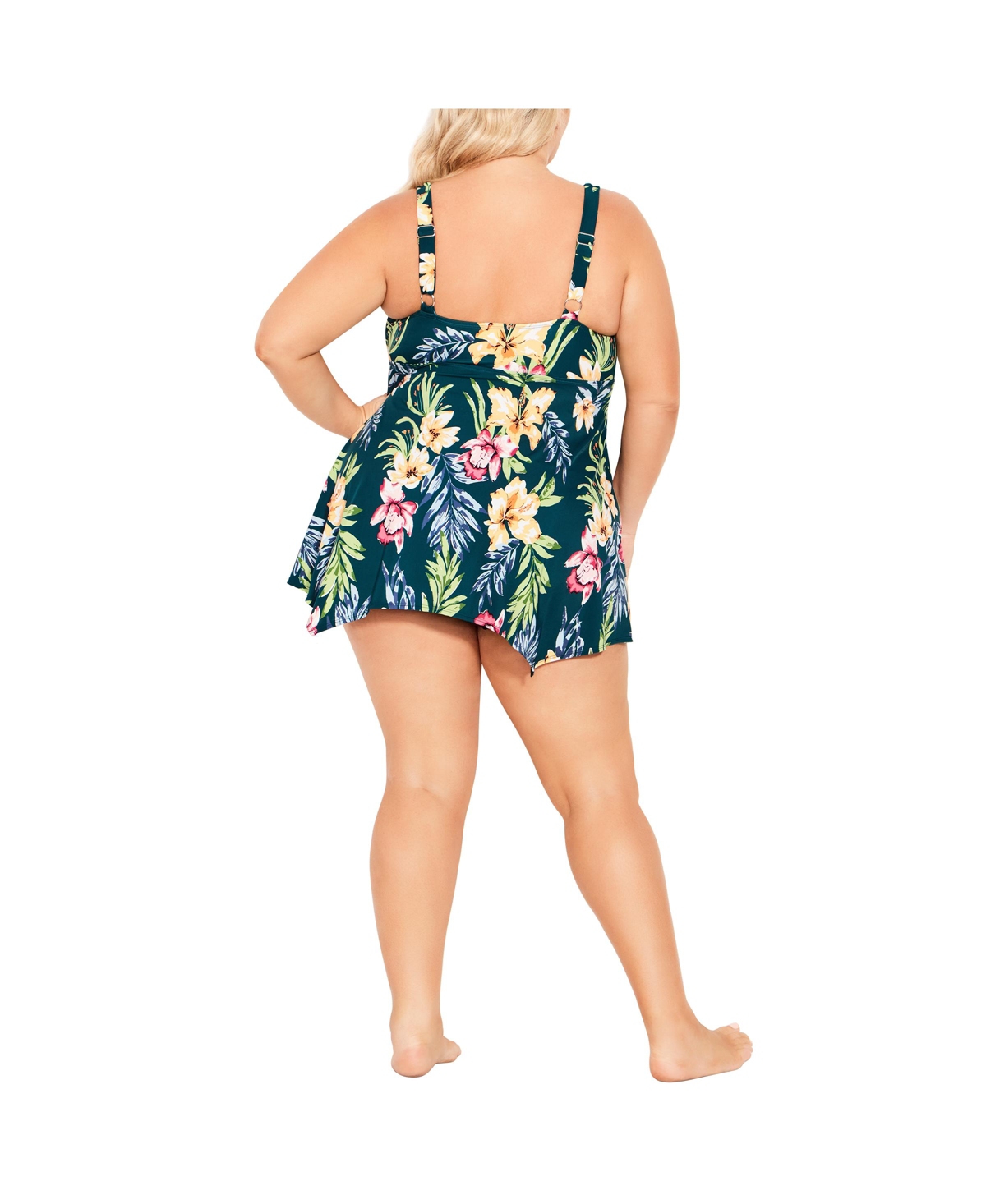 Avenue Plus Size Shark bite Print Swim Dress Green Smart Closet