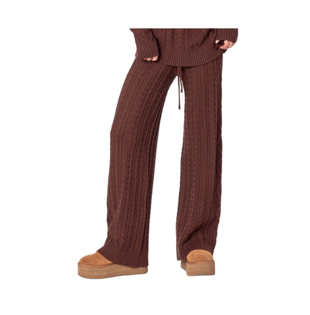 EDIKTED WOMEN'S JELENA RELAXED CABLE KNIT PANTS