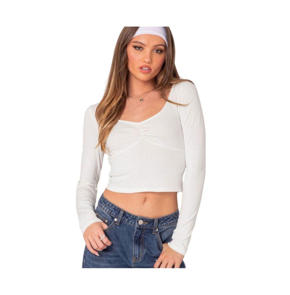 Women's Nat ruched v neck top