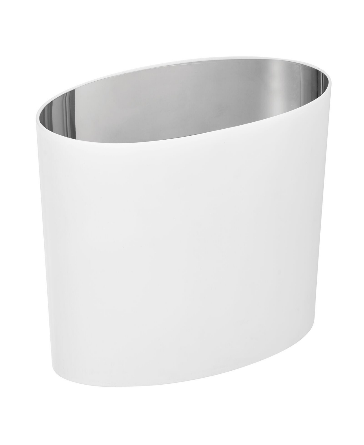 Metal Oval Small 1.8 Gallon Trash Can for Bathroom - White - White