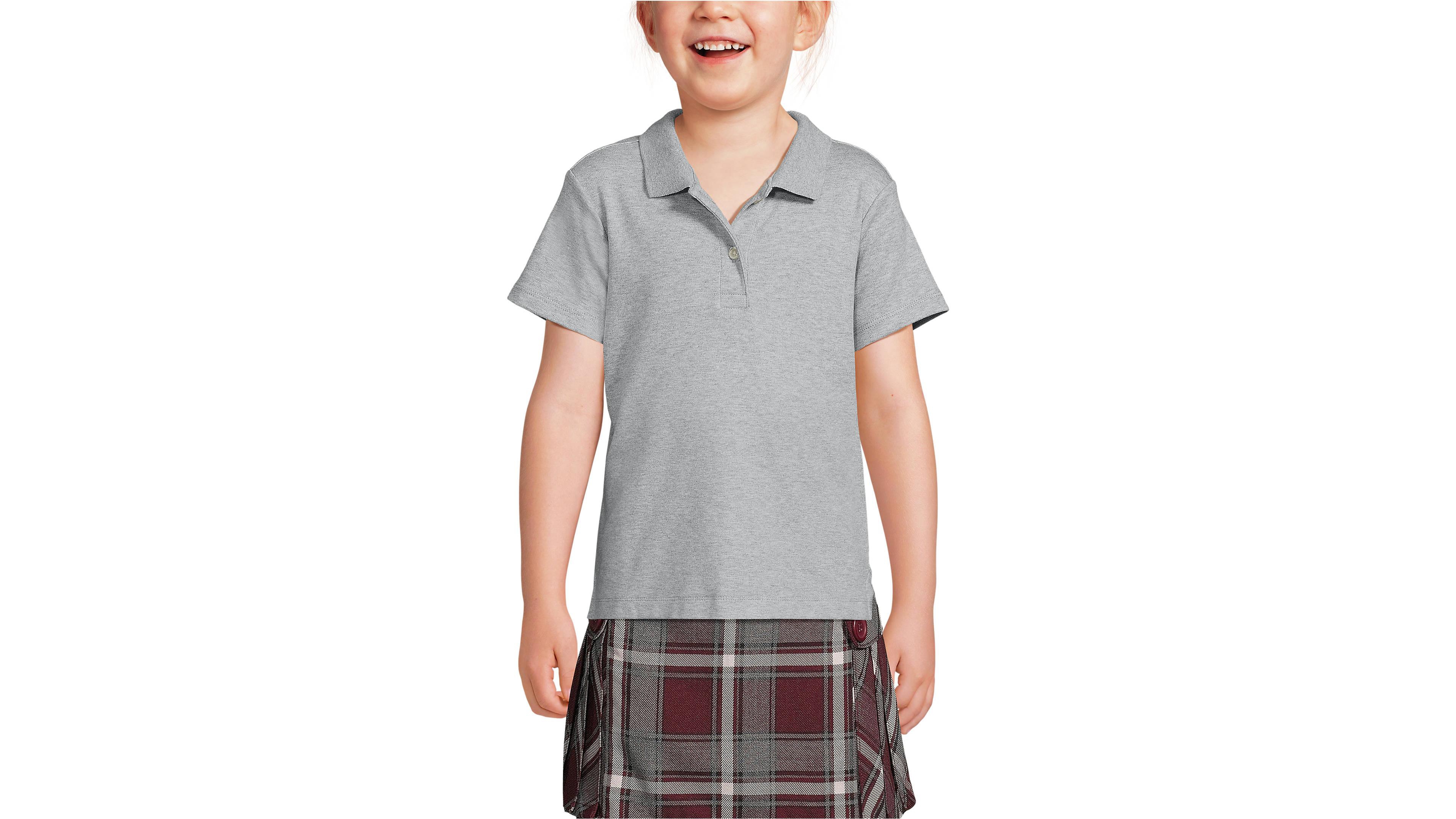 Lands' End School Uniform Girls Short Sleeve Feminine Fit Interlock Polo Shirt