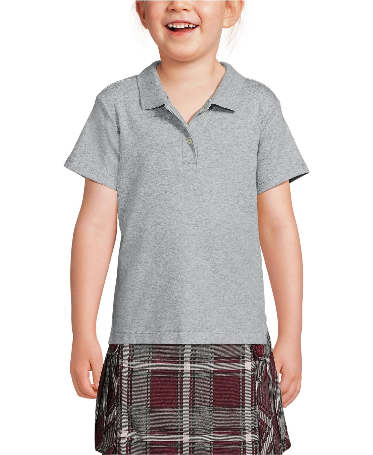 School Uniform Girls Short Sleeve Feminine Fit Interlock Polo Shirt
