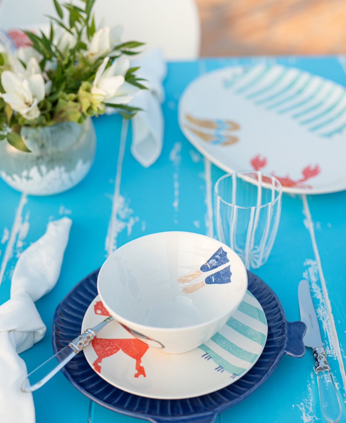Vietri Pesce Serena Cobalt Salad Plate In Blue