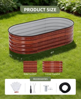 4x2x1Ft 3-Piece Raised Garden Bed Outdoor Metal Garden Bed for Vegetables Flowers and Herbs Planter Box