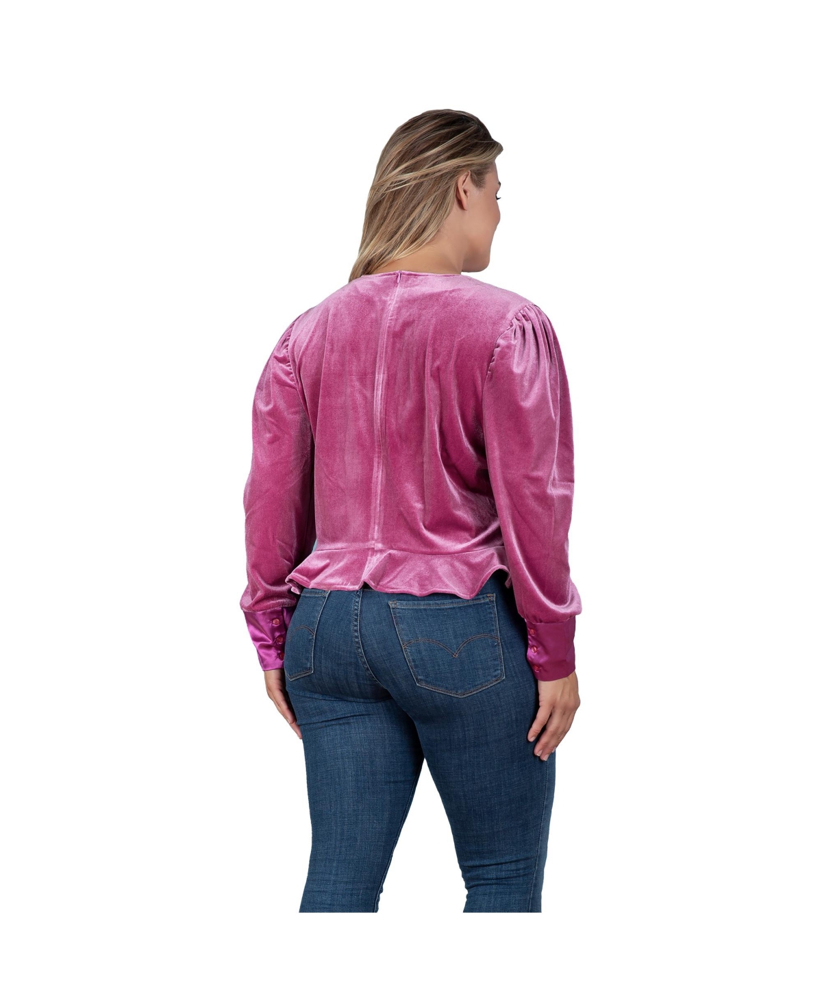 Women's Plus Size Stretch Velvet Peplum Top