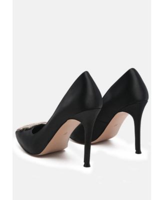 prisca high heel brooch detail pumps