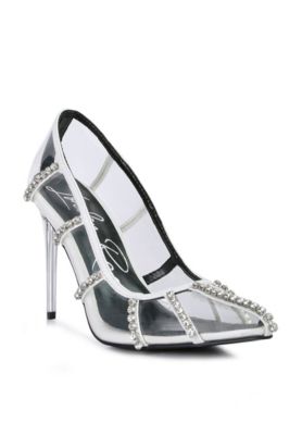 Women's Diamante Clear Stiletto Heel Pumps