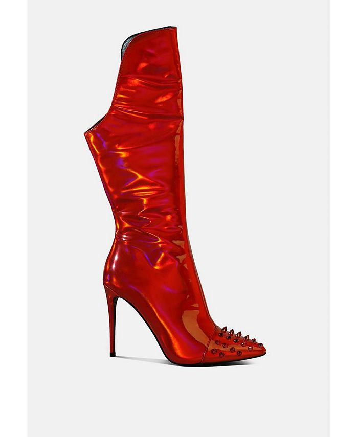 Macy's red online leather boots