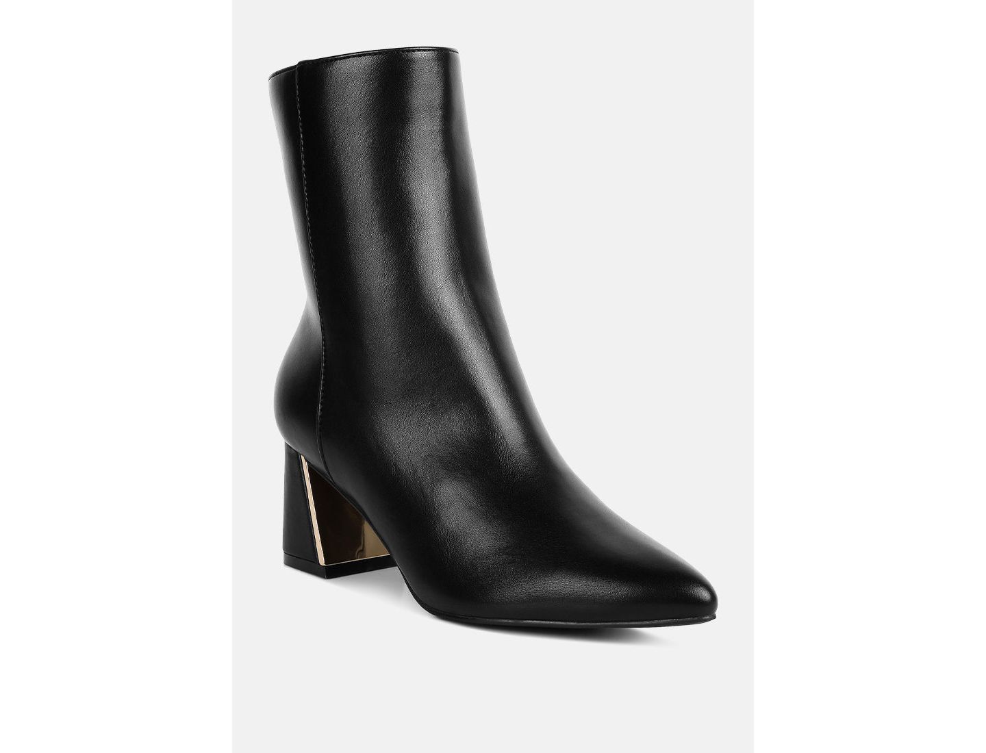 Женские ботинки London Rag Kaira Metallic Accent Heel High Ankle, цвет: Чёрный гладкий — фото 1