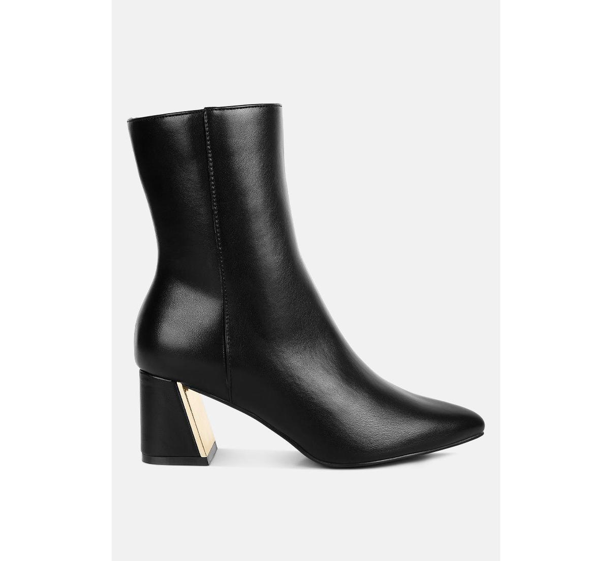 Kiara metallic accent heel high ankle boots - Black