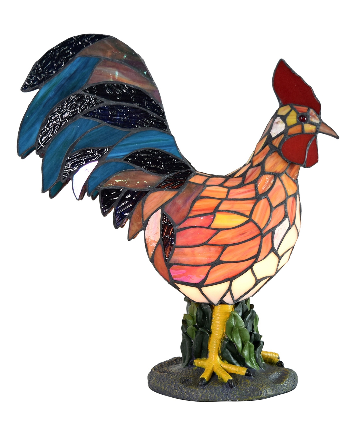 Shop Dale Tiffany 17.5" Tall Morning Rooster Handmade Genuine Stained Glass Shade Accent Lamp In Multi-color