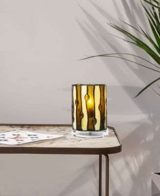 6.25" Tall Diamond Hill Tiffany Handmade Genuine Stained Glass Shade with Jewel Accent Lamp