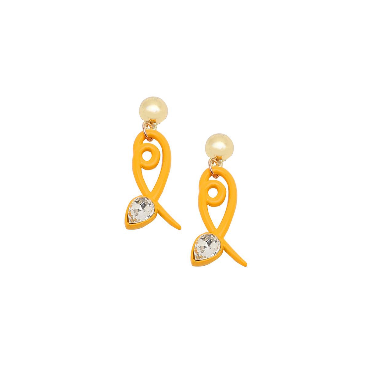 Sohi Women's Fish Drop Earrings In Yellow